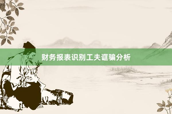 财务报表识别工夫诓骗分析